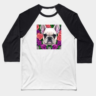 Frenchie In Roses Baseball T-Shirt